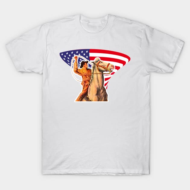 The Patriot of Rodeo - American Cowboy T-Shirt by Marccelus